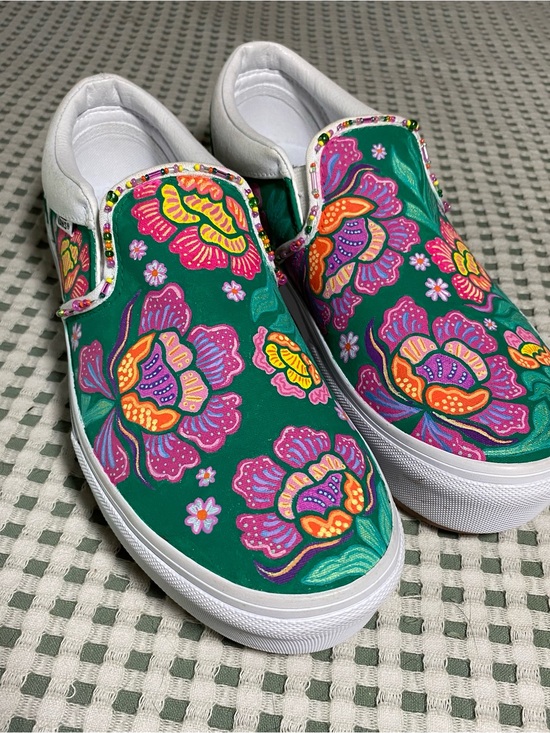 Vans Shoes - Custom Hand-Painted Vans Slip-On Platform Sneakers– Vibrant Wearable Art